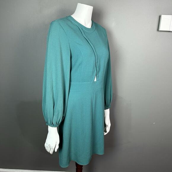 Tibi Dress‎ Size 6 Savana Cutout Crepe Mini Long Sleeve Cypella Teal Green - Picture 4 of 12